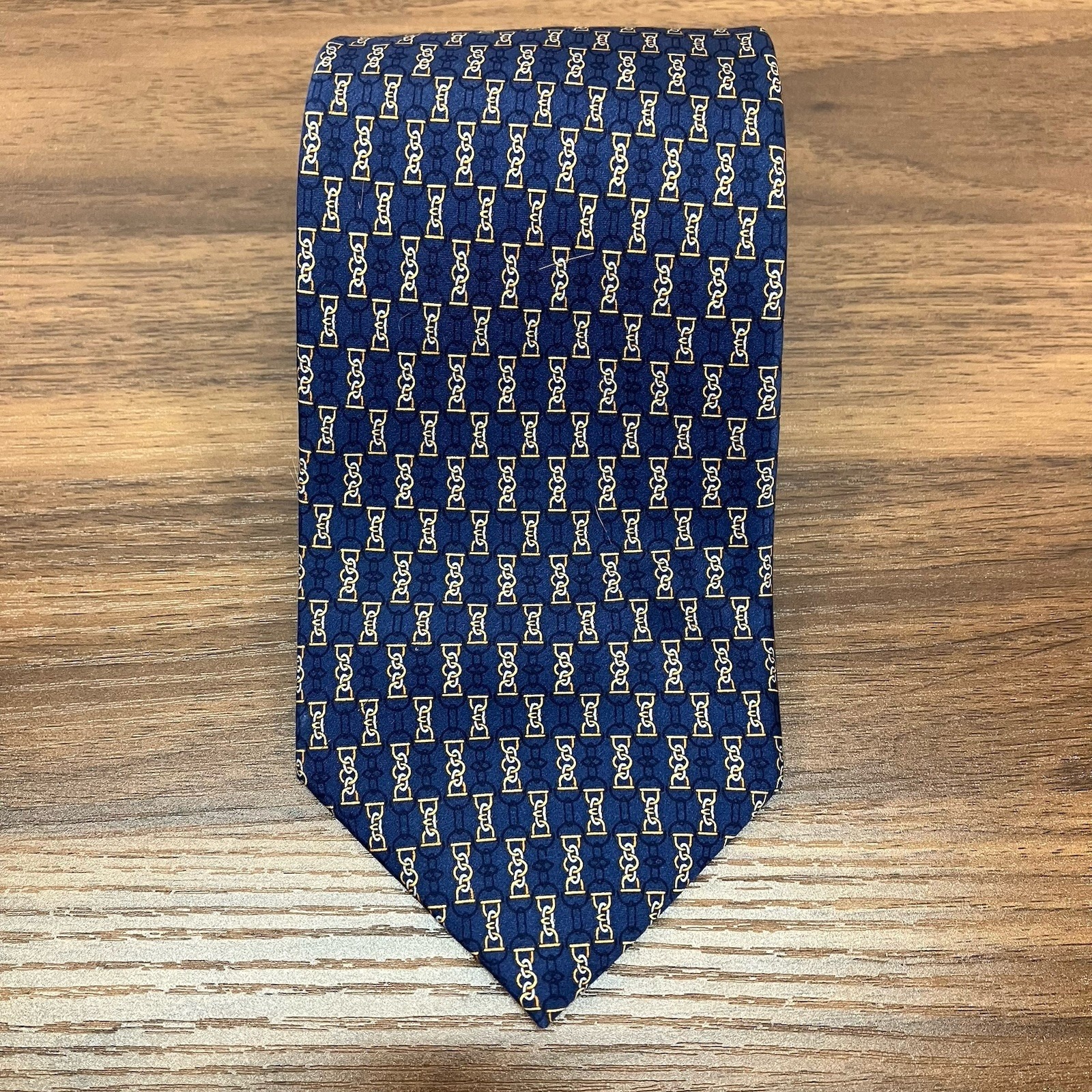 Lavorazione Artigianale Mens Blue 100 Pure Silk Made In Italy Tie